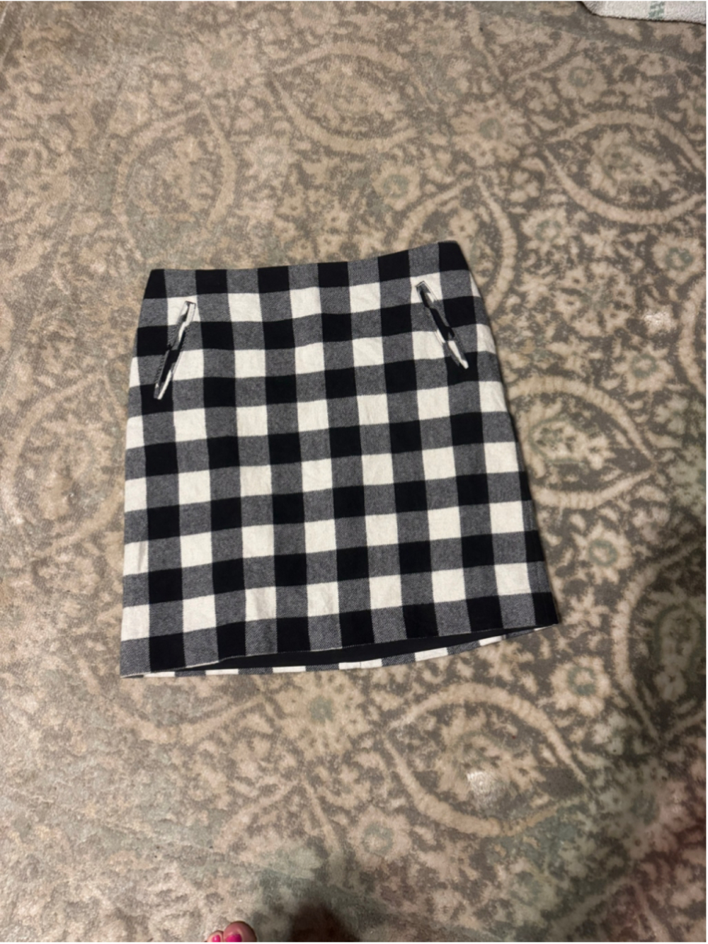 Women's Talbots Black and White Buffalo Check Skirt 8